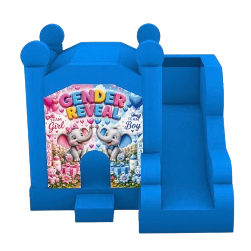 Jumping Castle Hire - Blue Compact - Gender Reveal