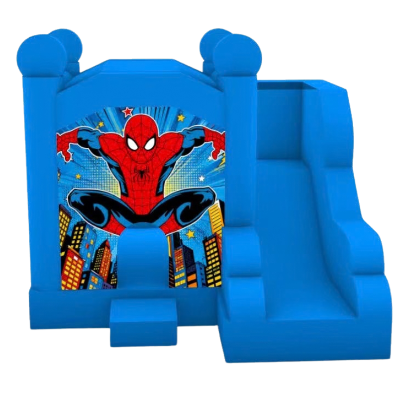 Jumping Castle Hire - Blue Compact - Spiderman Buildings
