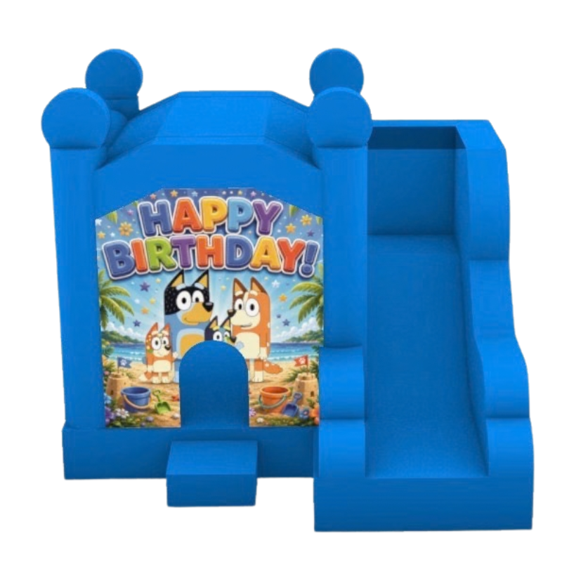 Jumping Castle Hire - Blue Compact - Happy Birthday Bluey