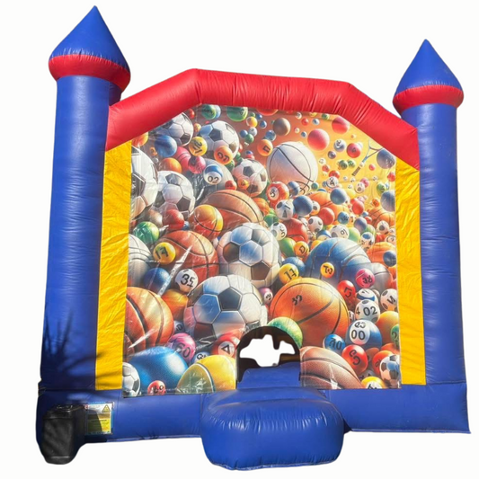Jumping Castle Hire - Blue Combo Inside Slide - Balls