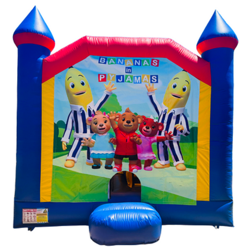 Jumping Castle Hire - Blue Combo Inside Slide - Bananas In Pajamams