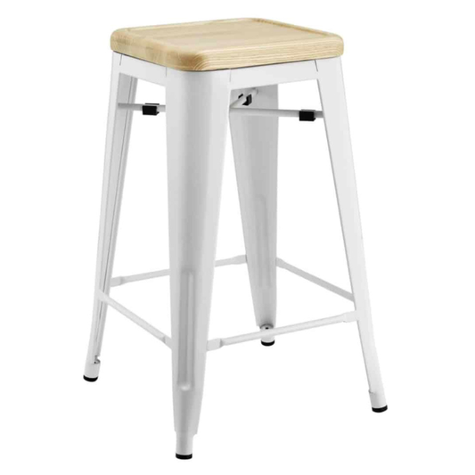 Teen & Adult Hire - Bar Stools Hire - White & Timber x 7 Package Deal
