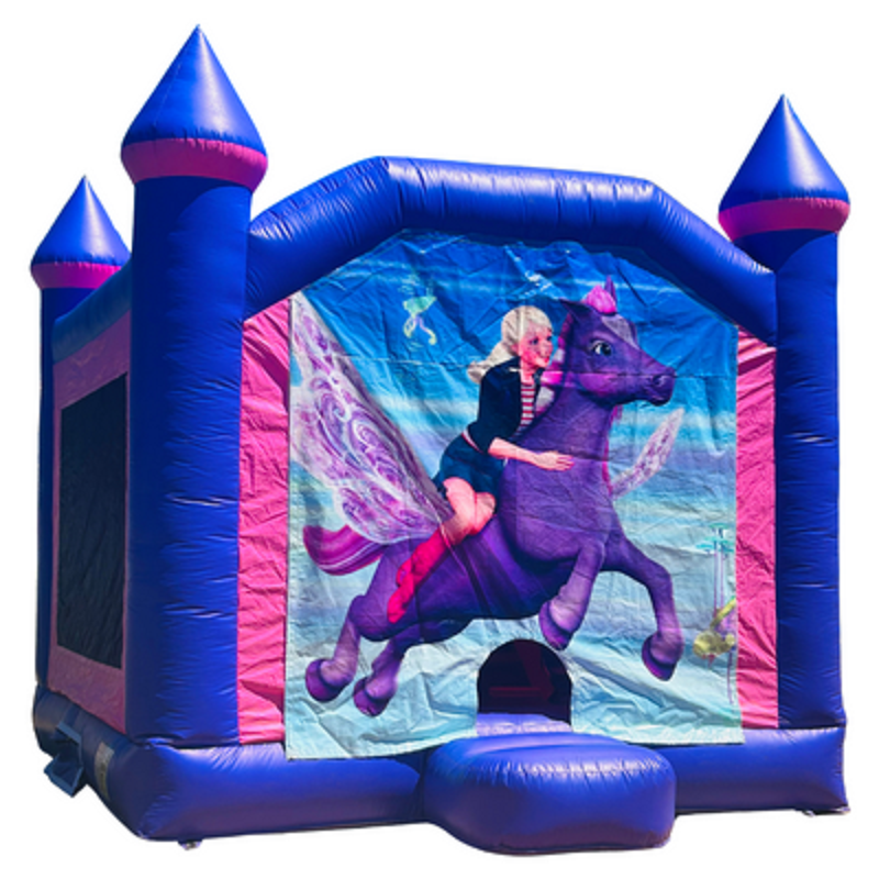 Jumping Castle Hire - Pink Combo Inside Slide - Barbie Horse