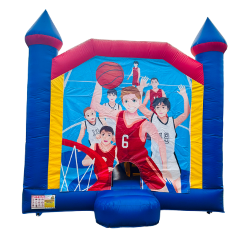 Jumping Castle Hire - Blue Combo Inside Slide - Basketball