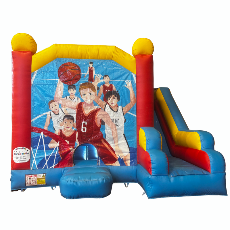 Jumping Castle Hire - Blue Combo Basketball Jumping Castle