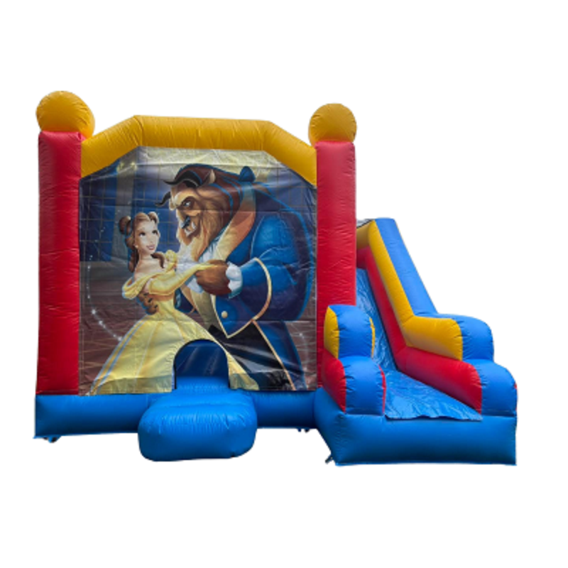 Jumping Castle Hire - Blue Combo Beauty & The Beast Jumping Castle