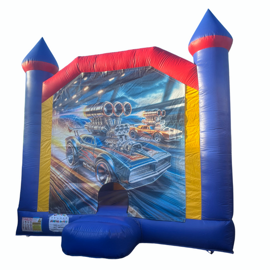 Jumping Castle Hire - Blue Combo Inside Slide - Hot Wheels