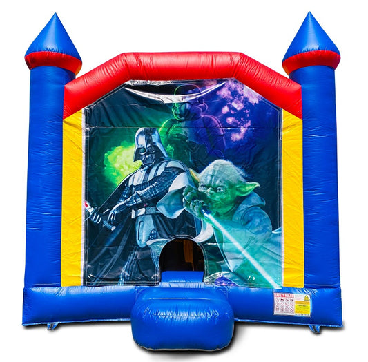 Jumping Castle Hire - Blue Combo Inside Slide - Star Wars