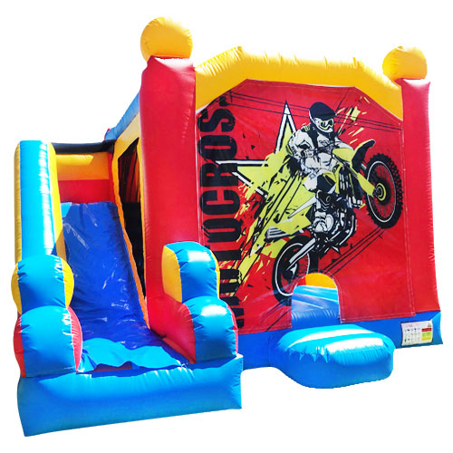 Jumping Castle Hire - Blue Combo Motorbike Jumping Castle