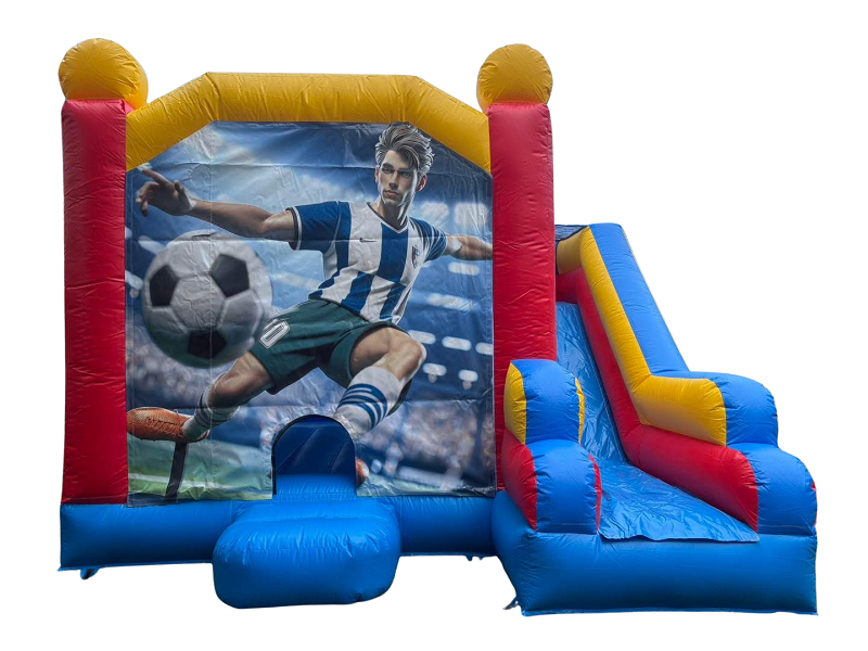 Jumping Castle Hire - Blue Comb Soccer Jumping Castle