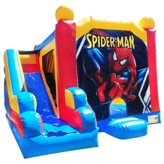 Jumping Castle Hire - Blue Combo Spiderman Jumping Castle