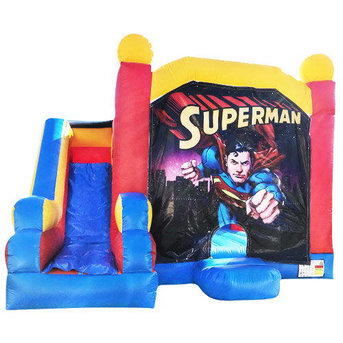 Jumping Castle Hire - Blue Combo Superman Jumping Castle