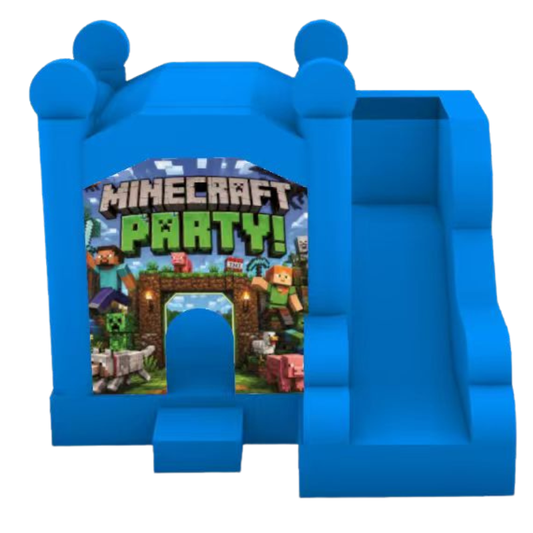 Jumping Castle Hire - Blue Compact - Minecraft Party