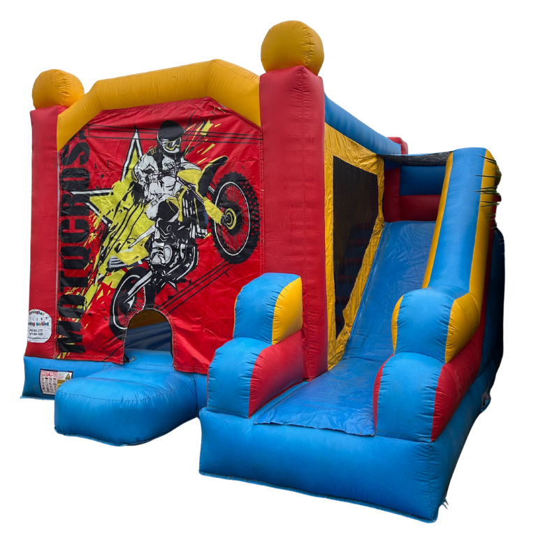 Jumping Castle Hire - Blue Combo Motorbike Jumping Castle