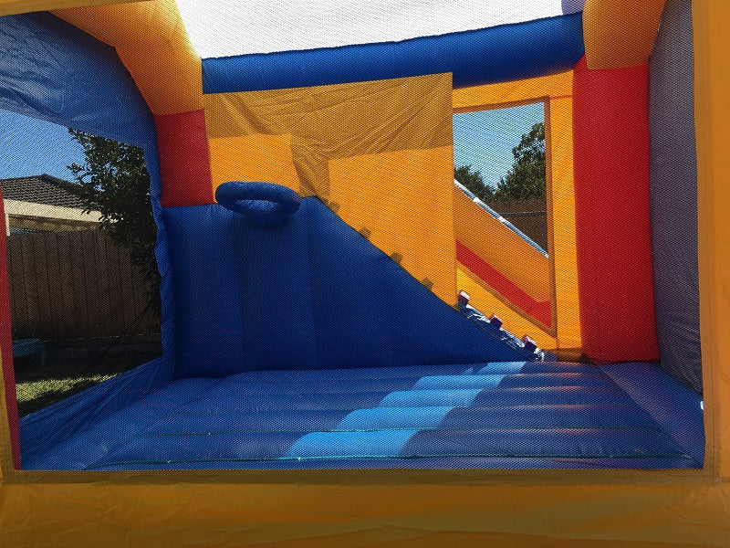 Jumping Castle Hire - Blue Combo Superheros