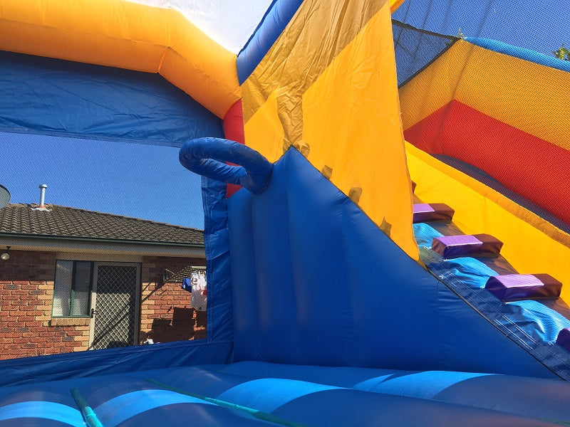 Jumping Castle Hire - Blue Combo Superheros