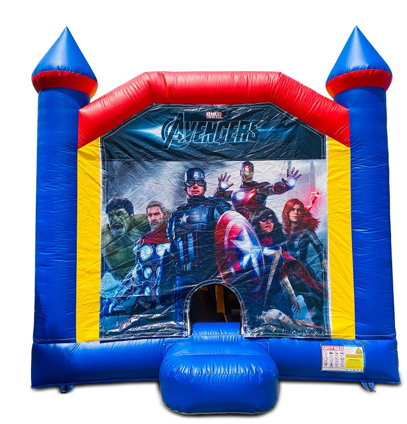 Jumping Castle Hire - Blue Combo Inside Slide - Avengers
