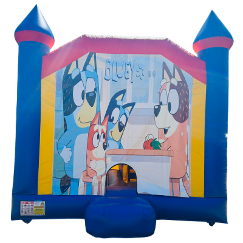 Jumping Castle Hire - Blue Combo Inside Slide - Bluey