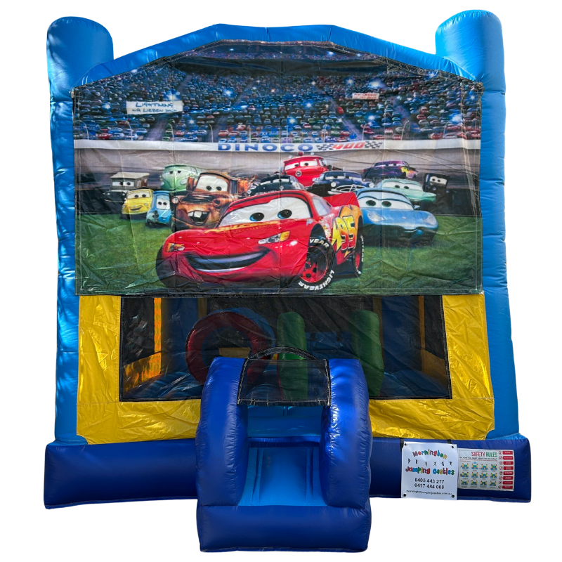 Jumping Castle Hire - Obstacle Course - Yellow/Blue - Cars