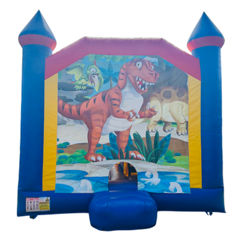Jumping Castle Hire - Blue Combo Inside Slide - Dinosaur