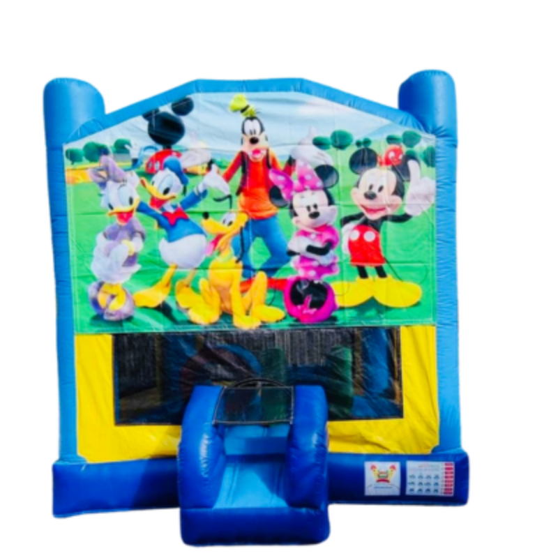 Jumping Castle Hire - Obstacle Course - Yellow/Blue - Disney Friends