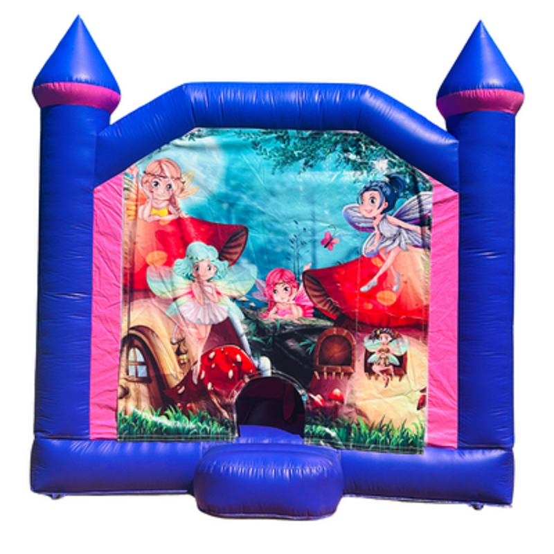 Jumping Castle Hire - Pink Combo Inside Slide - Fairys