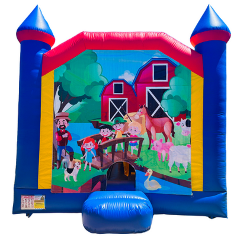Jumping Castle Hire - Blue Combo Inside Slide - Farm
