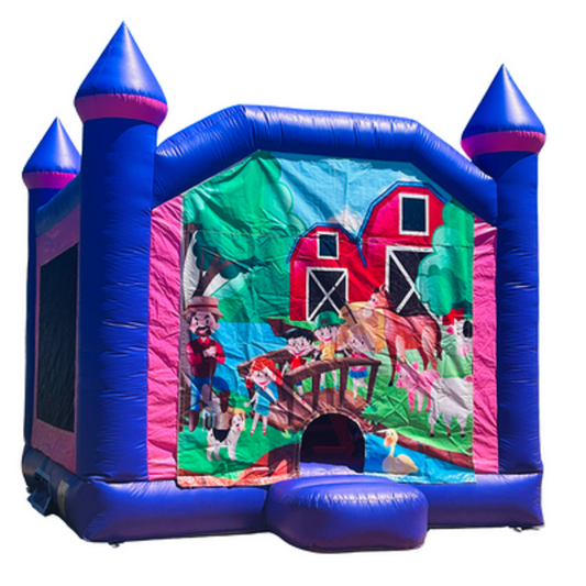 Jumping Castle Hire - Pink Combo Inside Slide - Farm