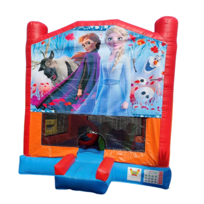 Jumping Castle Hire - Obstacle Course - Red/Orange - Frozen Sisters