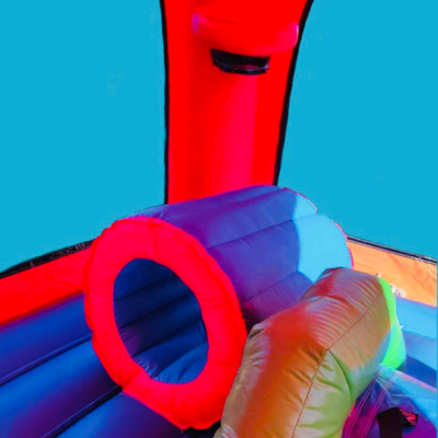 Jumping Castle Hire - Obstacle Course - Red/Orange - Superman
