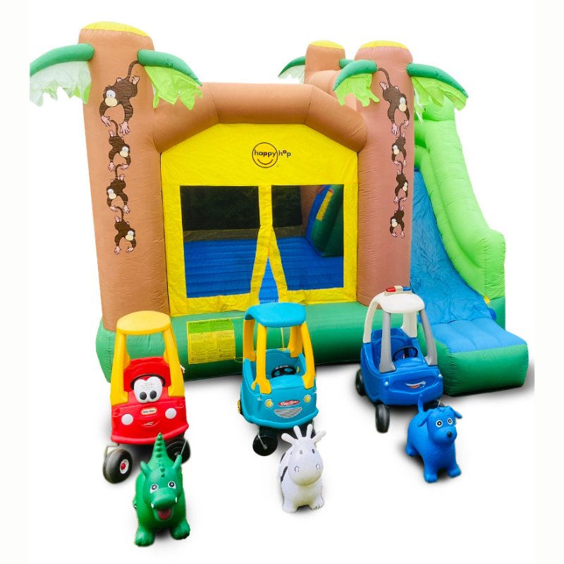 Toy Hire Package  -Jumping Castle  Little Tykes Cars x 3  & Animal Hoppers x 3