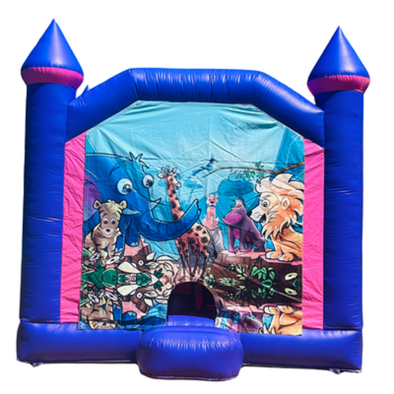 Jumping Castle Hire - Pink Combo Inside Slide - Jungle