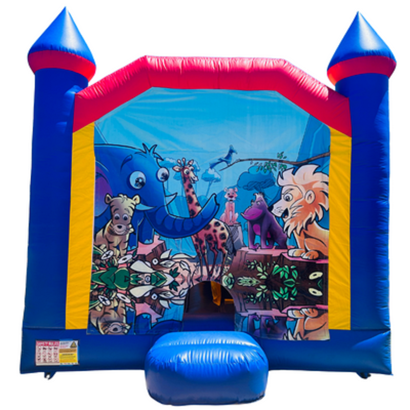 Jumping Castle Hire - Blue Combo Inside Slide - Jungle