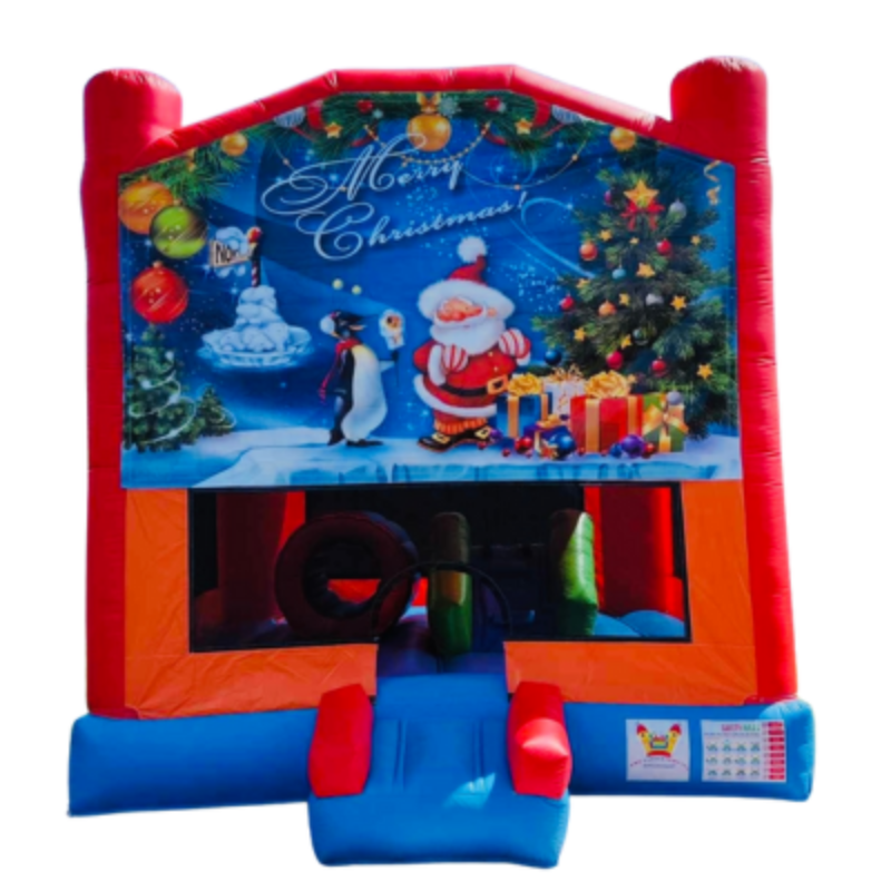 Jumping Castle Hire - Obstacle Course - Red/Orange - Merry Christmas