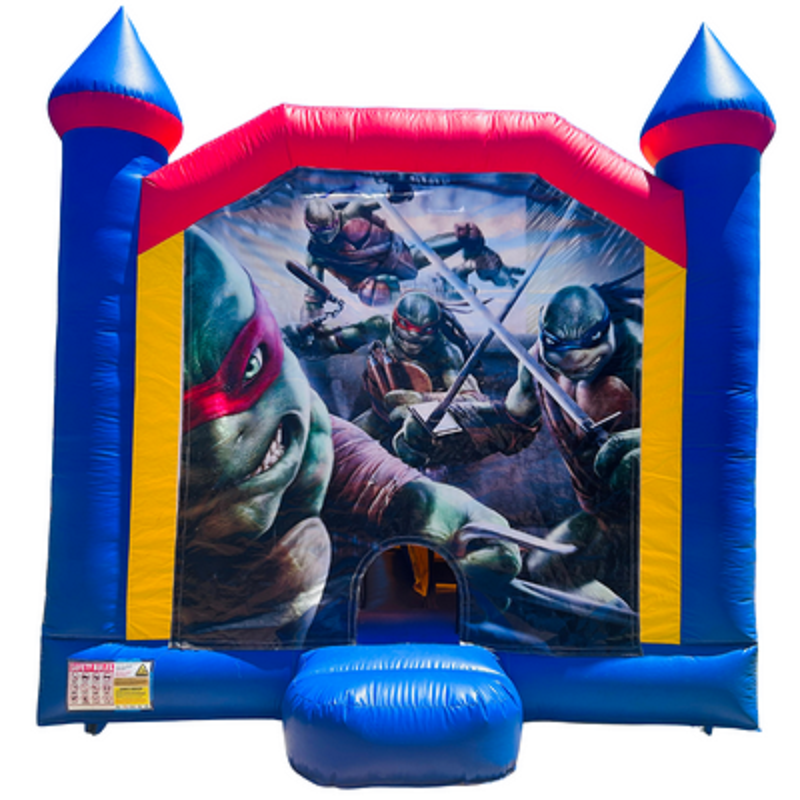 Jumping Castle Hire - Blue Combo Inside Slide - Ninja Turtles