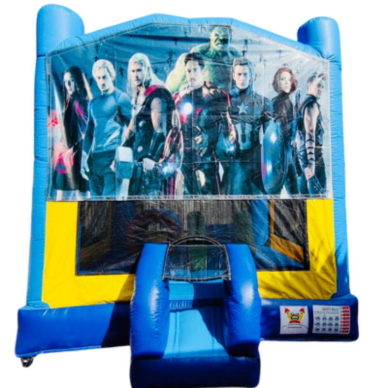 Jumping Castle Hire - Obstacle Course - Yellow/Blue - Avengers