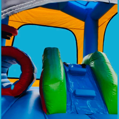 Jumping Castle Hire - Obstacle Course - Yellow/Blue - Frozen Family