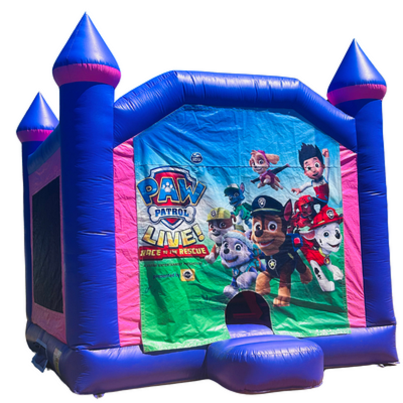 Jumping Castle Hire - Pink Combo Inside Slide - Paw Patrol