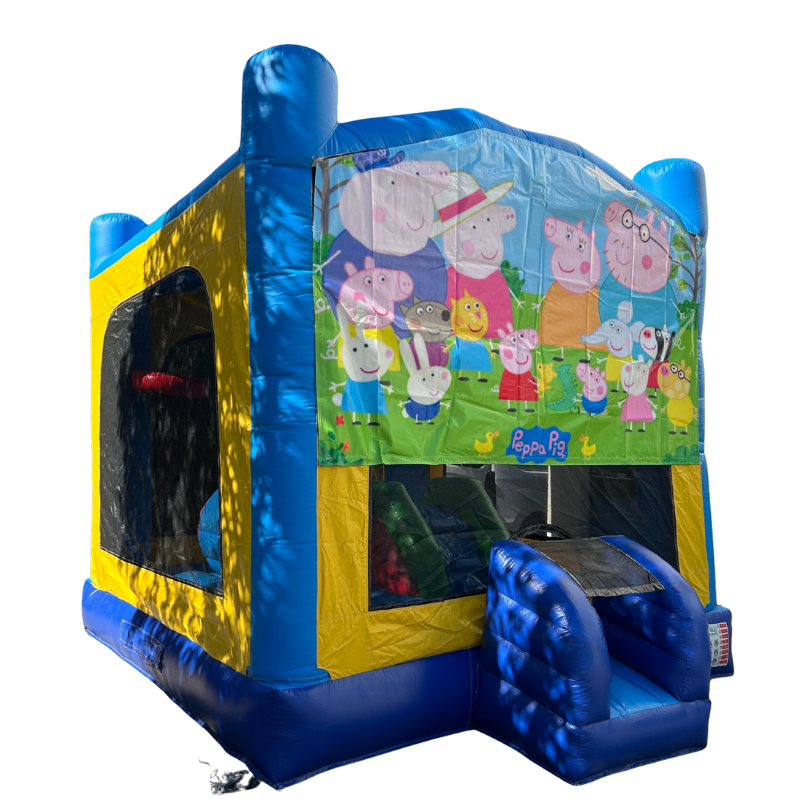 Jumping Castle Hire - Obstacle Course - Yellow/Blue - Peppa Pig