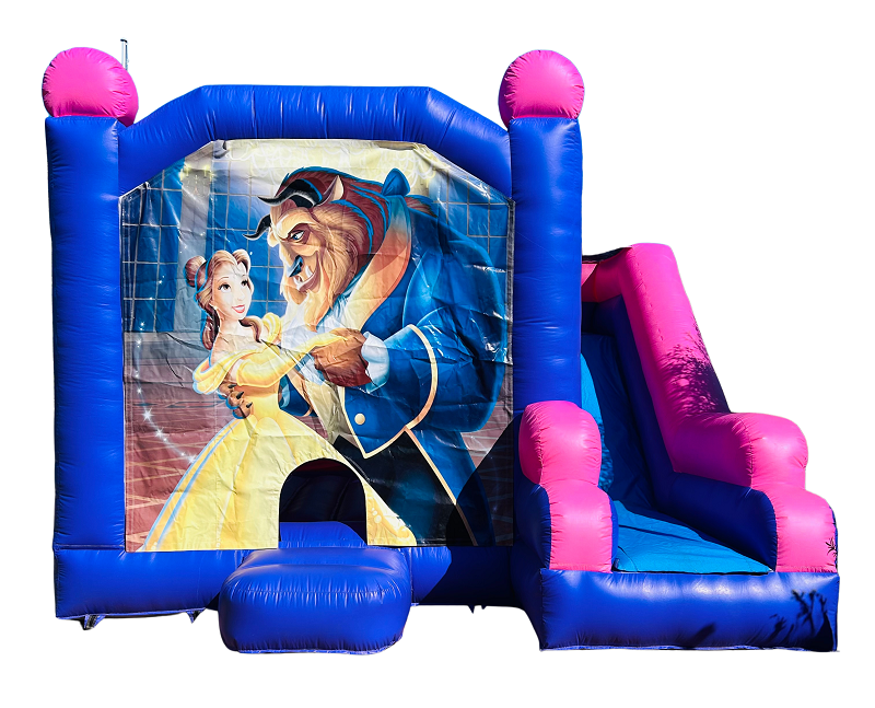 Jumping Castle Hire - Pink Combo Beauty & The Beast Jumping Castle
