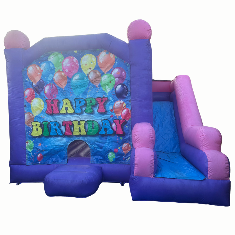 Jumping Castle Hire - Pink Combo Happy Birthday Jumping Castle