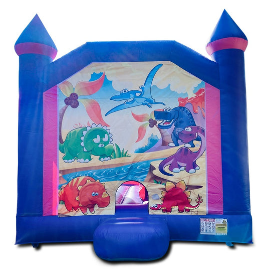 Jumping Castle Hire - Pink Combo Inside Slide - Baby Dinosaur