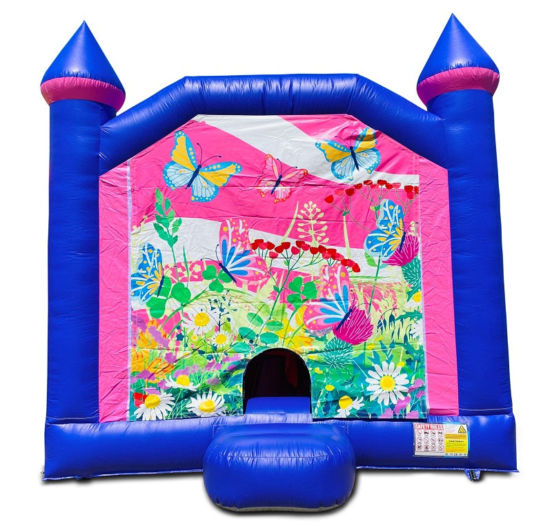 Jumping Castle Hire - Pink Combo Inside Slide - Butterflies