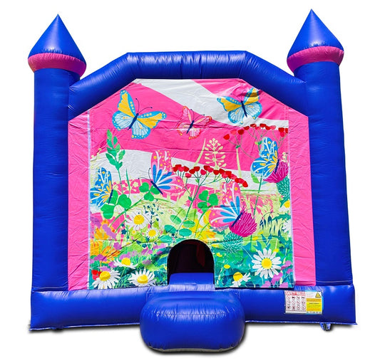 Jumping Castle Hire - Pink Combo Inside Slide - Butterflies