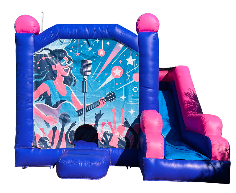 Jumping Castle Hire - Pink Combo Rockstars Jumping Castle