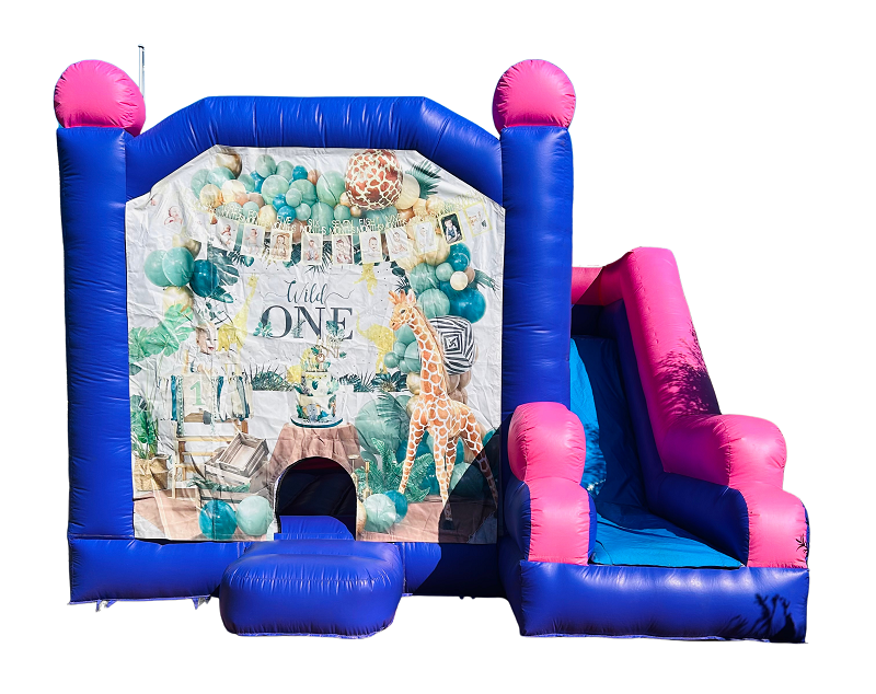 Jumping Castle Hire - Pink Combo Wild One Jumping Castle