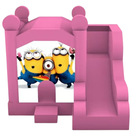 Jumping Castle Hire - Pink Compact - Minions Party