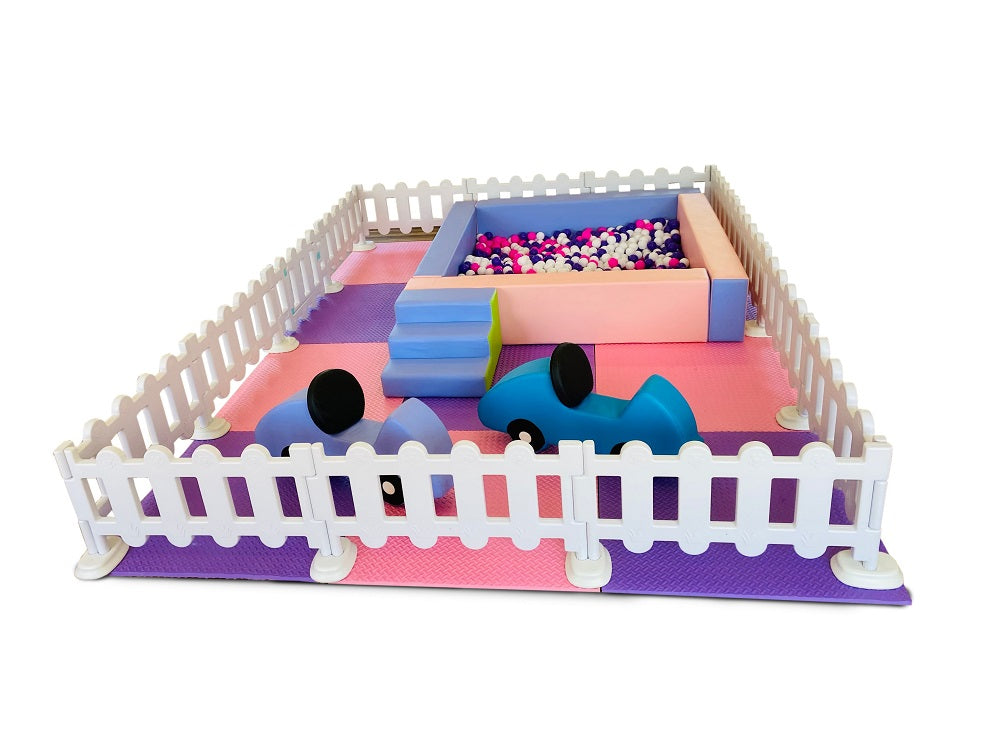 Soft Play Packages  - Pink & Purple - Soft Play Ball Pit, Cars, Mats & Fencing