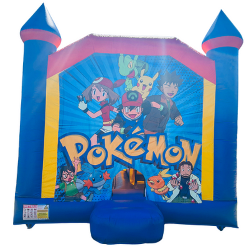 Jumping Castle Hire - Blue Combo Inside Slide - Pokemon
