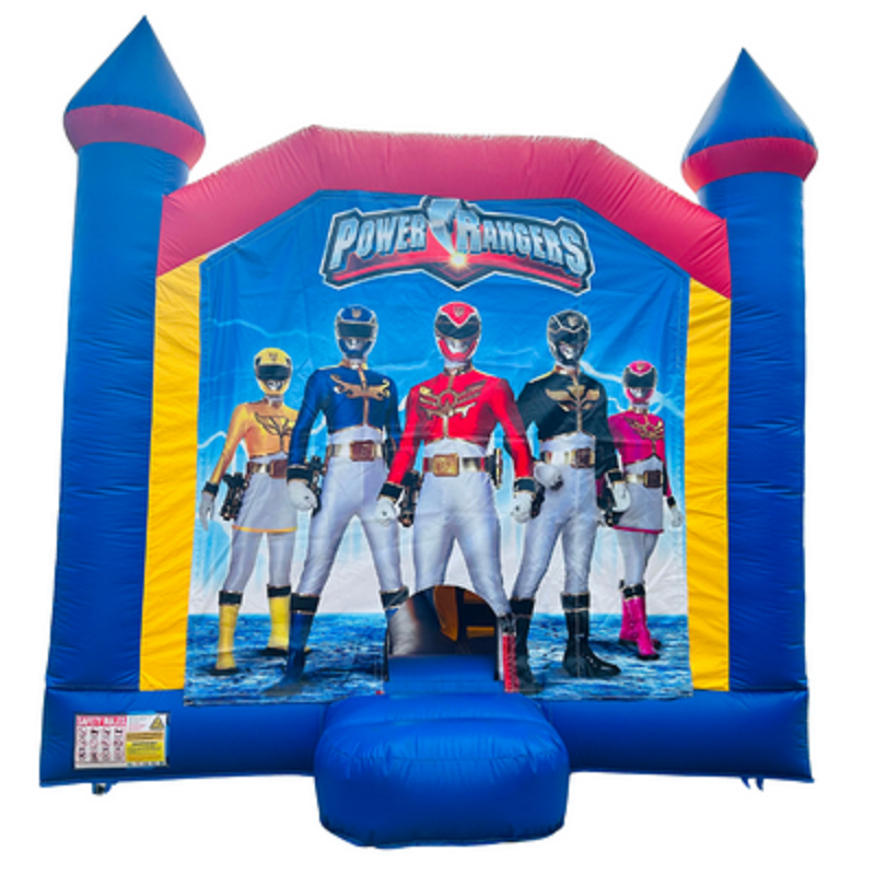 Jumping Castle Hire - Blue Combo Inside Slide - Power Rangers